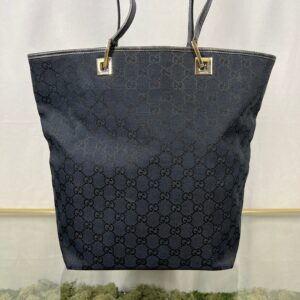 GUCCI Vintage GG Supreme Web Canvas Black Tote | Luna Bags