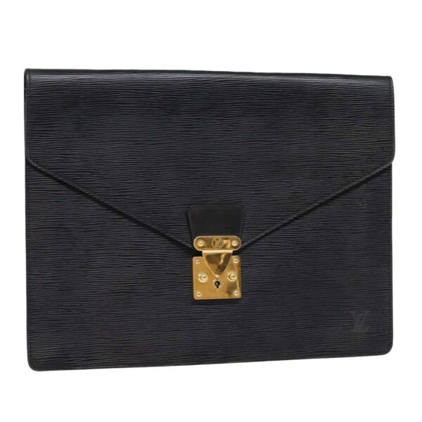 LOUIS VUITTON Epi Porte Documents Senateur Briefcase Black M54452 LV Auth 85197 | Luna Bags