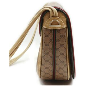 Gucci, rare, brown micro Guccissima print coated canvas/leather saddle bag with red and green inlaid leather stripes | Luna Bags