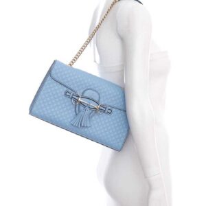 Gucci Blue Emily Chain Flap Bag Microguccissima Leather Handbag | Luna Bags