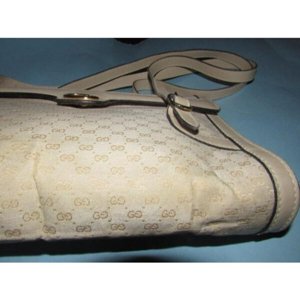 Gucci Vintage White Small G Logo Print Canvas And White Leather | Luna Bags