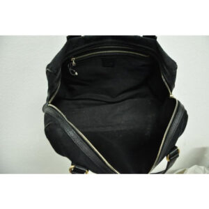 Gucci Black Large Logo Print Canvas And Black Leather Canvas Satchel | Luna Bags