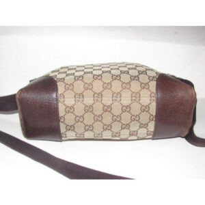 Gucci Vintage Shades Of Brown Large G Logo Leather Canvas Messenger Bag | Luna Bags