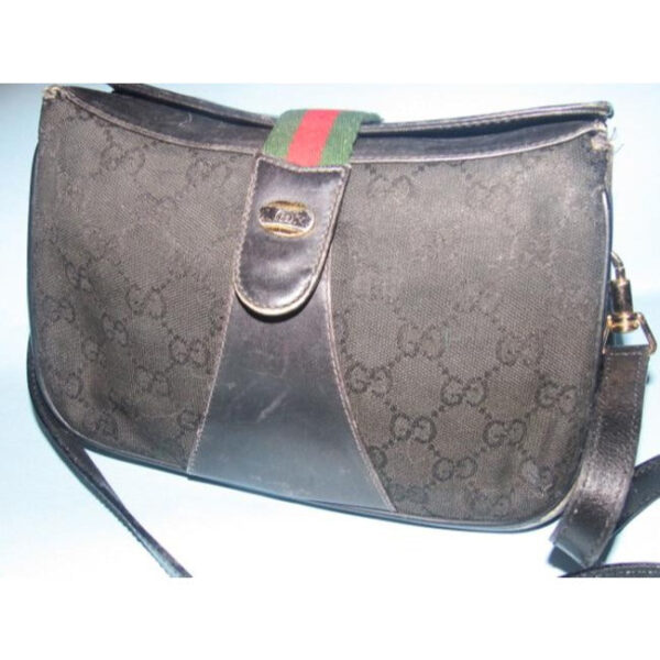 Gucci Guccissima Print Canvasleather Top Flap Snap Cross Bodyshoulder Black Leather And Gg Leather S | Luna Bags