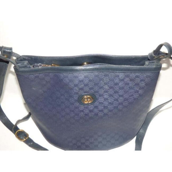 Gucci Vintage Blue Small G Logo Coated Canvas And Leather Satchel | Luna Bags