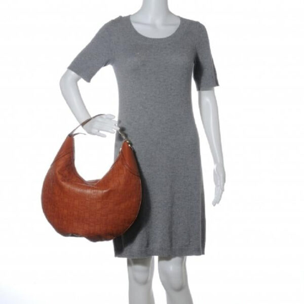 Gucci Brown Embossed Horse-Bit Design Leather Hobo Bag | Luna Bags