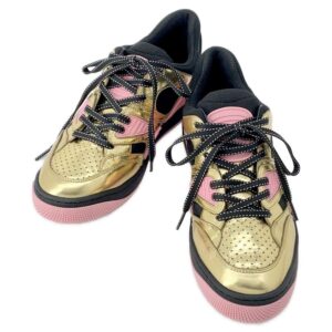 GUCCI BASKET LOW Sneakers Gold/Black/Pink 725905 Leather Rubber Size 38.5 | Luna Bags