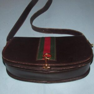 Gucci Horsebit W Hinged Clasp Sherry Stripe Brown Leather Shoulder Bag | Luna Bags