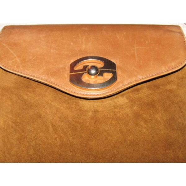 Gucci Gold Camel Leather Suede GG Logo Accent | Luna Bags