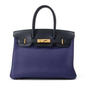 HERMES Birkin Touch Blue Encre/Blue Obscure/Blue Zelage Togo Leather Sombrero Leather Size 30 | Luna Bags