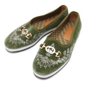 GUCCI Interlocking G slip-ons Green 574882 Velour Size #8 | Luna Bags