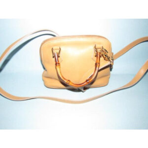 Gucci Vintage Light Sand Beige Colored Leather With Bamboo Accents | Luna Bags