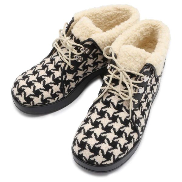 GUCCI Houndstooth Boots White/Black 591039 Wool Boa Size 37 | Luna Bags
