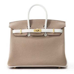 HERMES BirkinSPO Etoupe/White Taurillon Clemence | Luna Bags