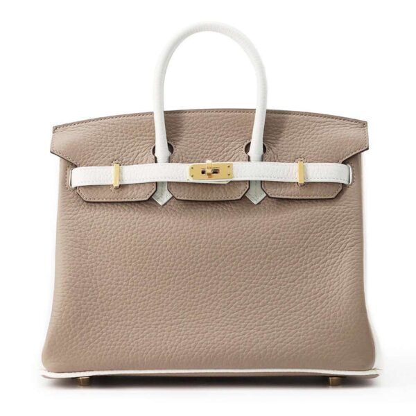 HERMES BirkinSPO Etoupe/White Taurillon Clemence | Luna Bags