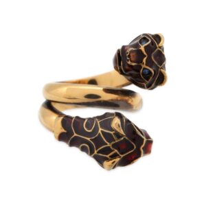 GUCCI Double Tiger Head Ring Size 10 Antique Gold 402269 Metal | Luna Bags
