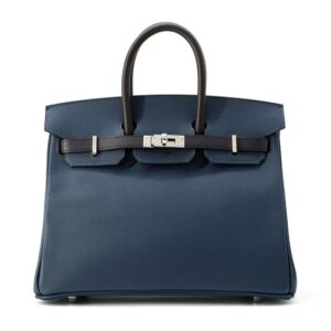 HERMES Birkin tricolor Blue de Prusse/Blue Indigo/Black Epsom Size 25 | Luna Bags