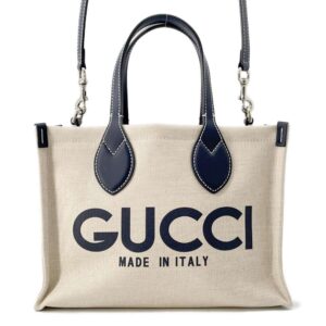 GUCCI Printed 2way Handbag Navy/Beige 772144 Canvas Leather Size Mini | Luna Bags