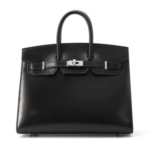 HERMES Birkin Sellier Black Box Calf Leather Size 25 | Luna Bags