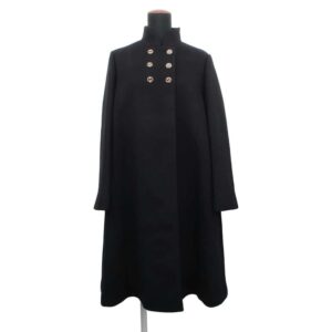 GUCCI Interlocking G Button Long Coat Size 42 Black 619325 Wool 98% Nylon2% | Luna Bags