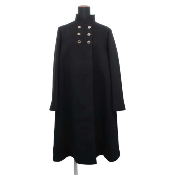 GUCCI Interlocking G Button Long Coat Size 42 Black 619325 Wool 98% Nylon2% | Luna Bags