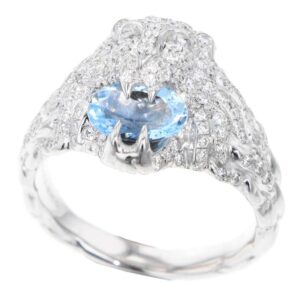 GUCCI Lion Head Aquamarine Ring Size #9 18K White Gold | Luna Bags