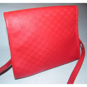 Gucci Vintage Red Small G Logo Print Coated Canvas And Leather | Luna Bags