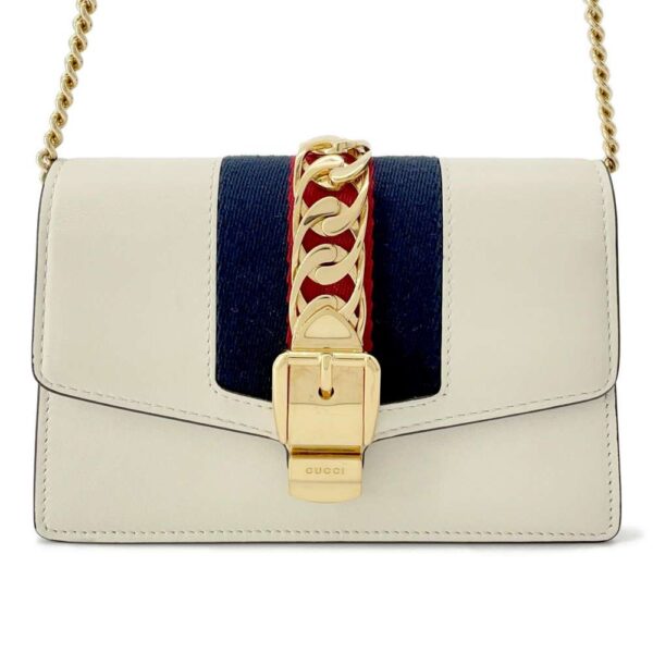 GUCCI Sylvie ChainShoulder White 494646 Leather Size Mini | Luna Bags