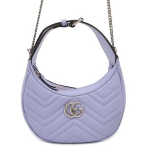 GUCCI GG Marmont Handbag Half Moon Purple 699514 Leather | Luna Bags