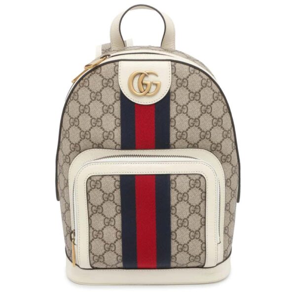 GUCCI Ophidia GG Supreme Backpack Beige/White 547965 GG Supreme Canvas Leather | Luna Bags