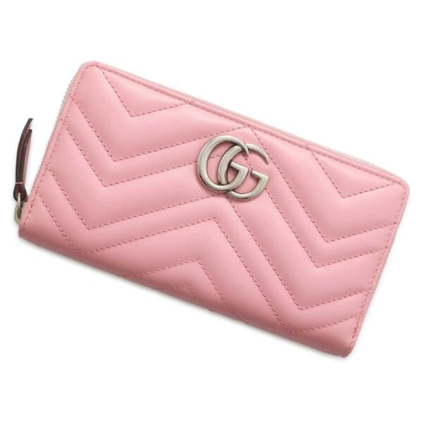 GUCCI GG Marmont Zip AroundNagazaiCloth Pink 443123 Leather | Luna Bags