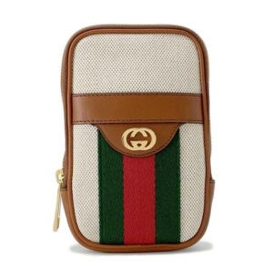 GUCCI Cherie Line Belt Bag Phone Case Beige/Brown 581519 Canvas Leather | Luna Bags