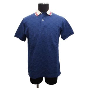 GUCCI GG Stretch Cotton Polo Shirt Size XS Blue 598956 Cotton93% Polyurethane7% | Luna Bags