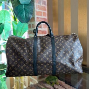 LOUIS VUITTON Macassar Keepall Bandouliere Brown Black Monogram Canvas Duffle Bag | Luna Bags