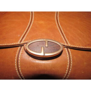 Gucci Vintage Cognac Or Chestnut Leather With Contrast Stitching And Brass Hardware | Luna Bags