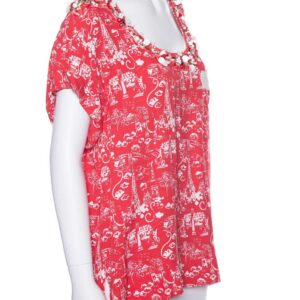 Louis Vuitton Red Printed Blouse SZ 44 | Luna Bags