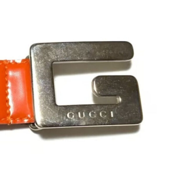 GUCCI Red Leather Belt w Chrome Square G Buckle | Luna Bags
