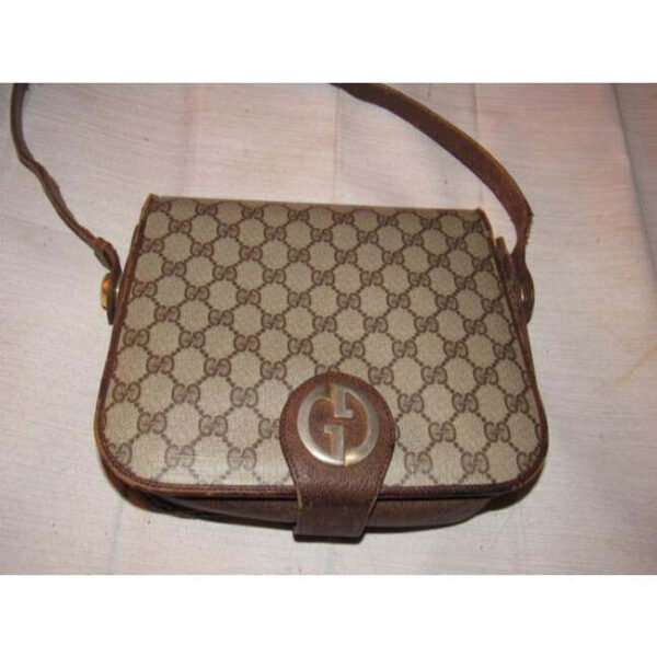 Gucci Vintage Pursesdesigner Purses Brown Large G Logo Print Coated Canvas And Leather Leathercanvas | Luna Bags