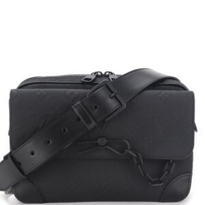 LOUIS VUITTON M23742 STEAMER MESSENGER BLACK TAURILLION MONOGRAM EMBOSSED LEATHER, WITH STRAP, DUST COVER & BOX | Luna Bags