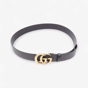 Gucci GG Marmont Wide Belt Black / Gold Leather 105cm / 42" | Luna Bags
