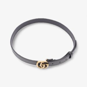 Gucci GG Marmont Thin Belt Black / Gold Leather 75cm / 30" | Luna Bags