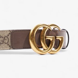 Gucci GG Marmont Thin Belt GG Supreme / Brown Leather 75cm / 30" | Luna Bags