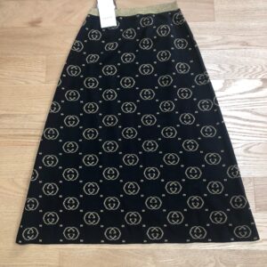Gucci A Line Skirt in Black with Gold Lamé | Luna Bags
