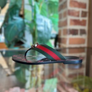 GUCCI Kika Canvas Stripe Thong Sandals SZ35 | Luna Bags