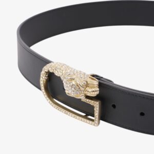Gucci G Tiger Belt Black / Gold Leather 95cm / 38" | Luna Bags