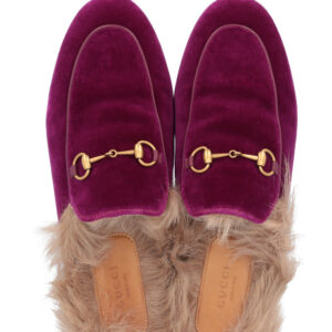 GUCCI Princetown Fur Mules Fuchsia Velvet | Luna Bags