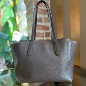 GUCCI Swing Small Gray Pink Pebbled Calfskin Leather Tote Bag | Luna Bags