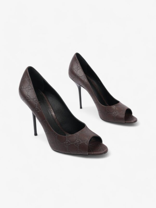 Gucci Guccissima Heels 115mm Chocolate Brown Leather EU 41 UK 8 | Luna Bags
