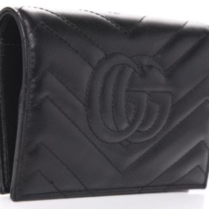 GUCCI Calfskin Matelasse GG Marmont Passport Case Black | Luna Bags