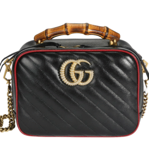 Gucci Black Matelassé Leather GG Marmont Bamboo Small Bag | Luna Bags